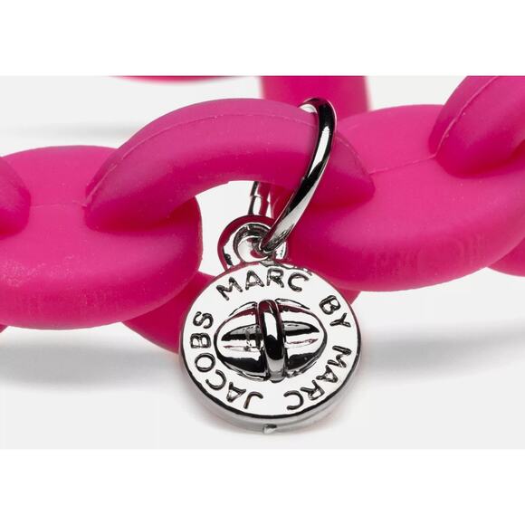 Marc by Marc Jacobs Pop Pink TurnLock Rubber Stretch Bracelet One Size NWT - Picture 2 of 8